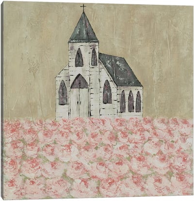 Church Peony Field Canvas Art Print - Ashley Bradley