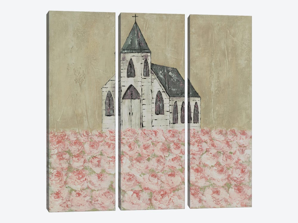Church Peony Field by Ashley Bradley 3-piece Canvas Print