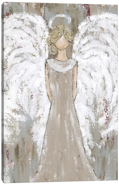 Farmhouse Guardian Angel Canvas Art Print - Christmas Angel Art