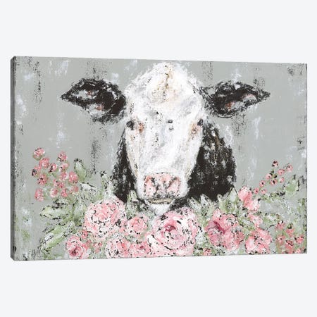 Floral Cow Canvas Print #ASB74} by Ashley Bradley Canvas Artwork