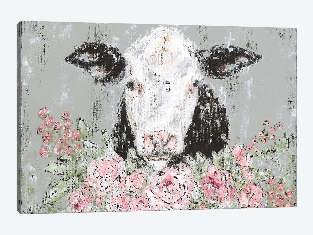Floral Cow by Ashley Bradley 1-piece Canvas Art