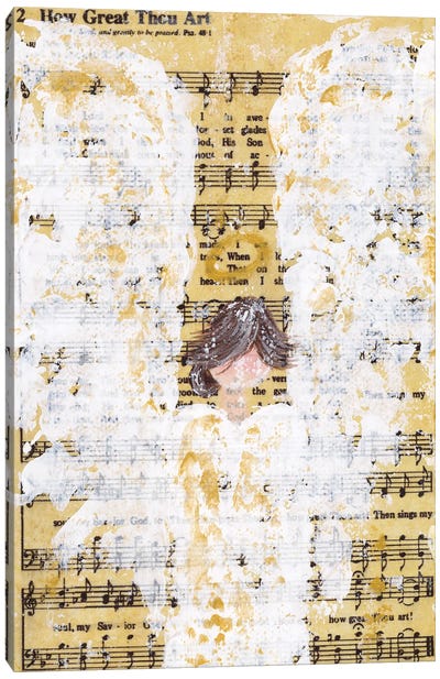 How Great Thou Art Brunette Canvas Art Print - Musical Notes Art