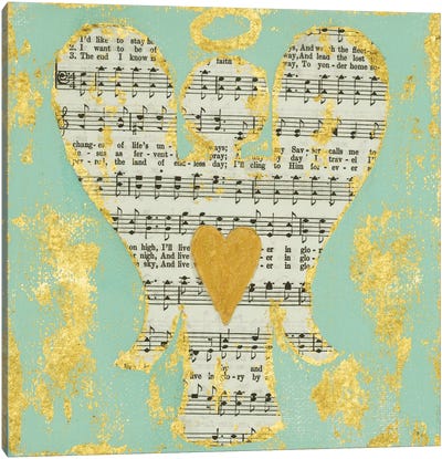 Hymnal Angel Canvas Art Print - Musical Notes Art