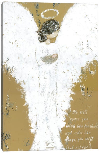 Angel Holding Child Canvas Art Print - Religious Christmas Art