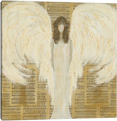 Musical Angel Canvas Art Print - Musical Notes Art