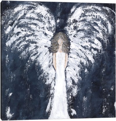 Navy Angel Canvas Art Print - Christmas Angel Art