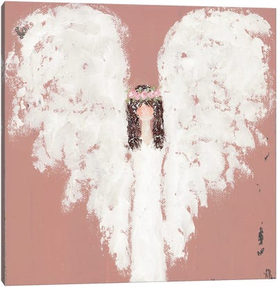 Pink Angel Floral Halo Canvas Art Print