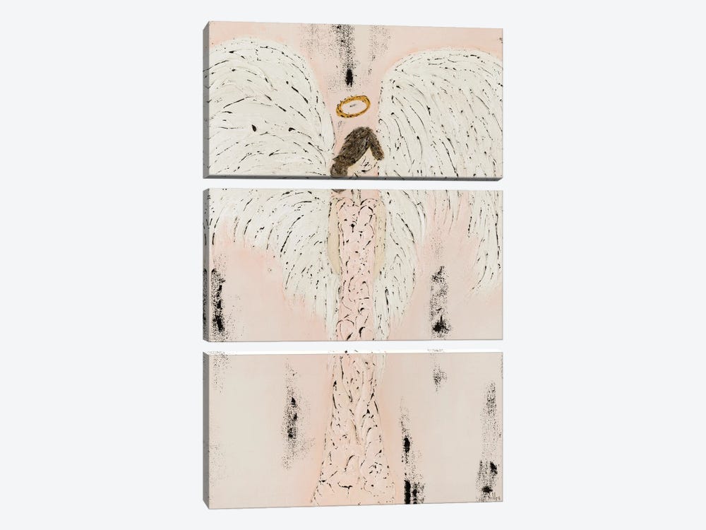 Pink Farmhouse Angel by Ashley Bradley 3-piece Canvas Artwork