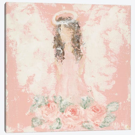 Pink Floral Angel Canvas Print #ASB97} by Ashley Bradley Canvas Art