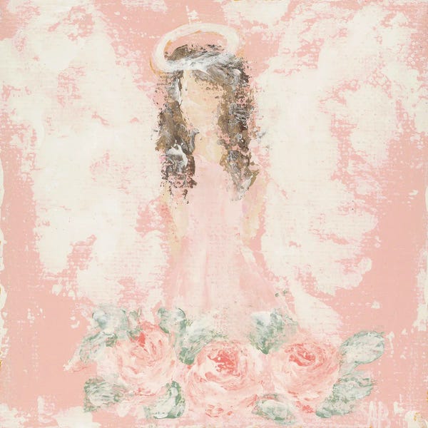 Shabby Chic Décor: Pink Floral Angel by Ashley Bradley