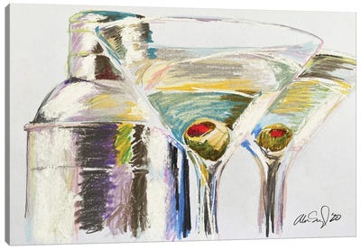 Cheers II Canvas Art Print - Martini Olive