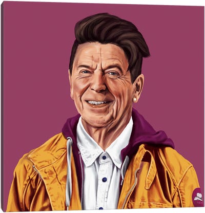 Ronald Reagan Canvas Art Print - Pantone Ultra Violet 2018