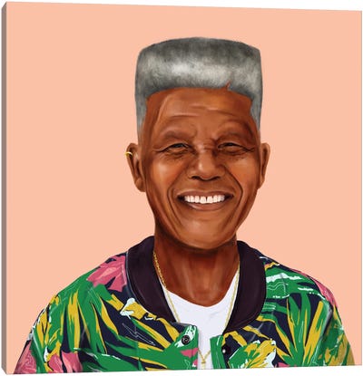 Nelson Mandela Canvas Art Print - Pantone Greenery 2017