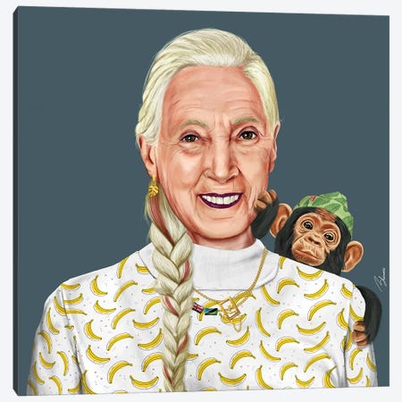 Jane Goodall Canvas Print #ASI51} by Amit Shimoni Canvas Art