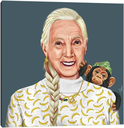 Jane Goodall Canvas Art Print - Chimpanzee Art