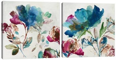 Blossoming Diptych Canvas Art Print - Art Sets | Triptych & Diptych Wall Art