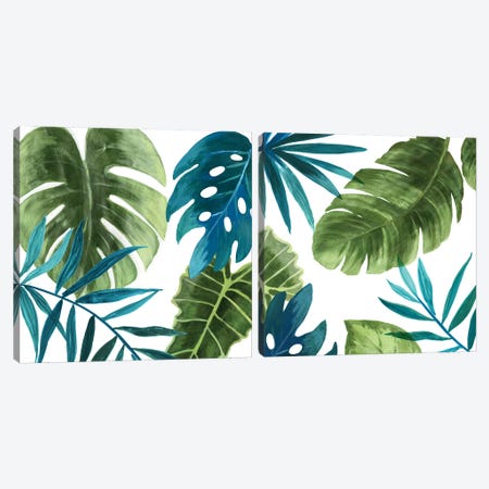 Tropical Leaves Diptych Canvas Print Set #ASJ2HSET015} by Asia Jensen Canvas Art