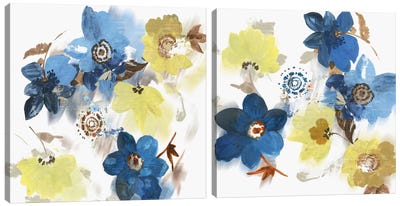 Glitchy Floral Diptych Canvas Art Print - Asia Jensen