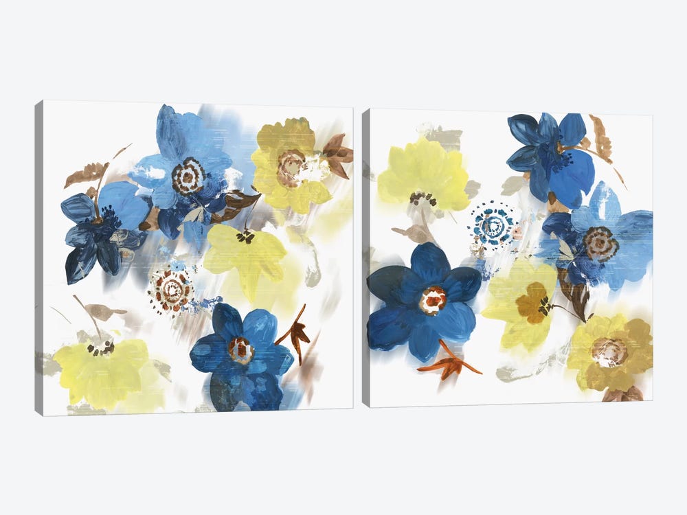 Glitchy Floral Diptych by Asia Jensen 2-piece Canvas Wall Art