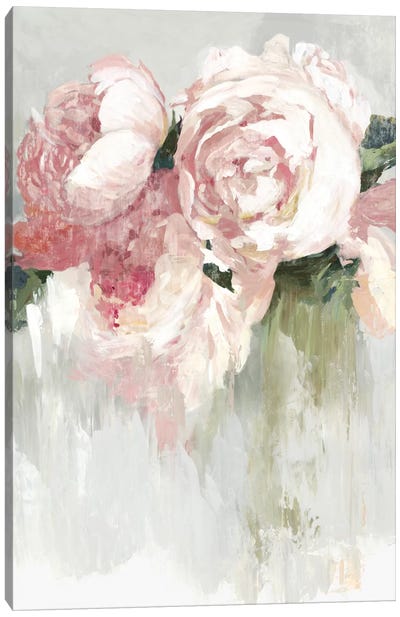 original canvas artwork shabby chic decor Rose flower oil painting pink green painting
