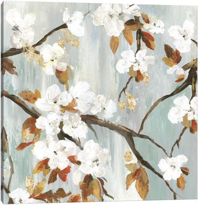 Golden Blooms II Canvas Art Print - Almond Blossom Art