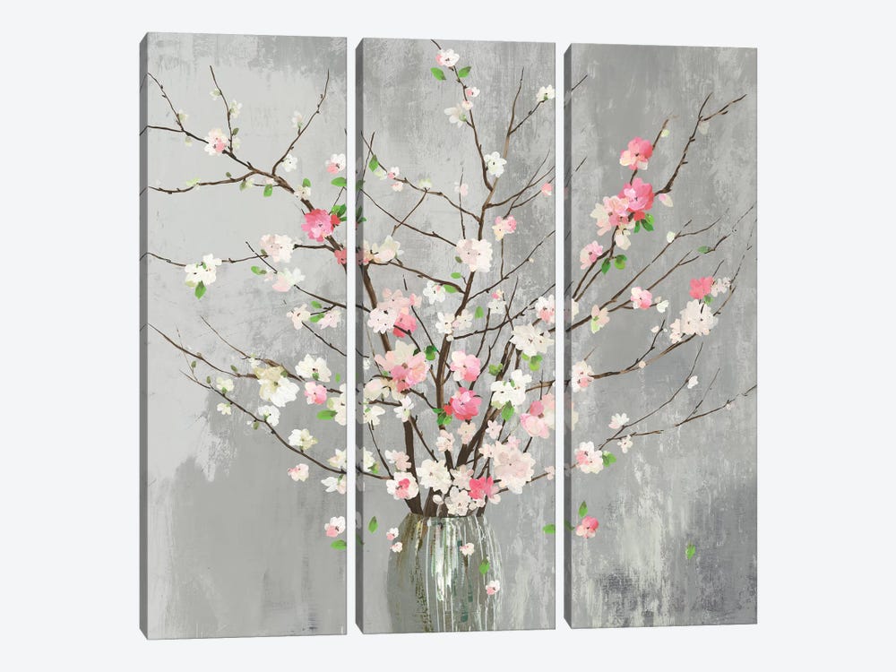 Delicate Pink Blooms  by Asia Jensen 3-piece Canvas Art Print