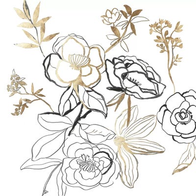 Black and Gold Florals  by Asia Jensen canvas print