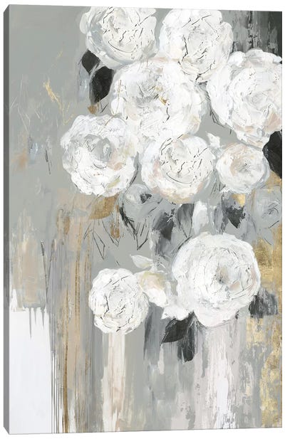 Cascading Gray  Canvas Art Print - Abstract Floral & Botanical Art