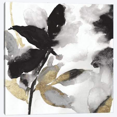 Black Petals Gold Leaves I Canvas Print #ASJ481} by Asia Jensen Canvas Art