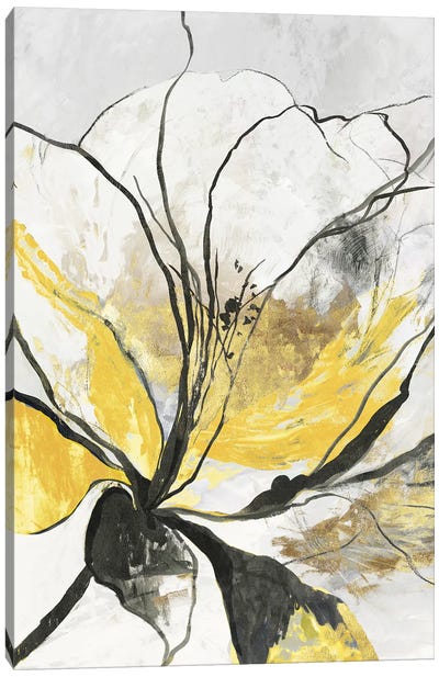 Outlined Floral I Yellow Version Canvas Art Print - Asia Jensen