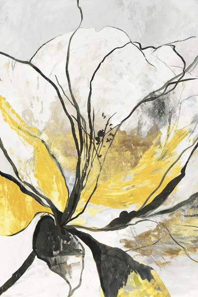 Silver: Outlined Floral I Yellow Version by Asia Jensen