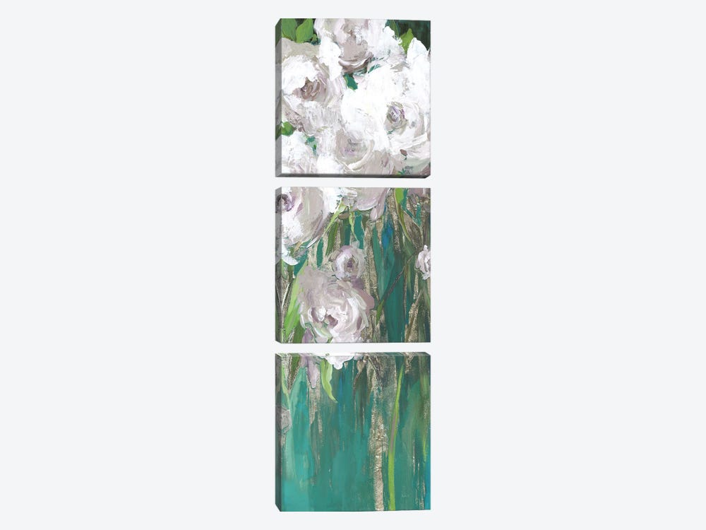 Roses on Teal I by Asia Jensen 3-piece Canvas Wall Art