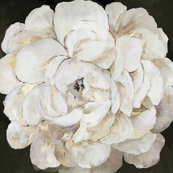 Black & White & Gold: White Peonia by Asia Jensen