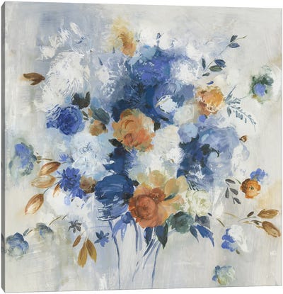 Blue Grande Floral Canvas Art Print - Asia Jensen