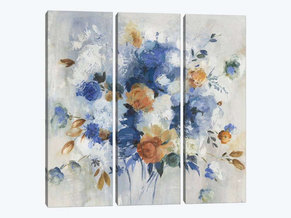 Blue Grande Floral by Asia Jensen 3-piece Canvas Art