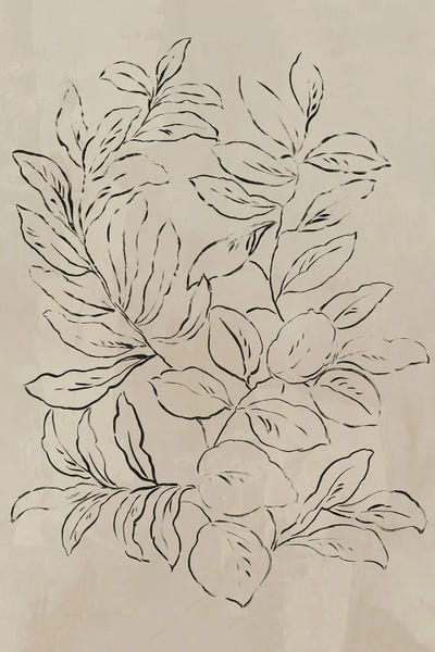 Minimalist Bohemian Decor: Outlined Leaves I by Asia Jensen