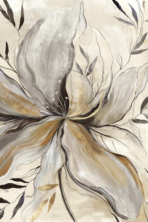 Gold Charcoal Flower II by Asia Jensen wall art