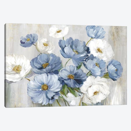 Blue Winter Florals Canvas Print #ASJ629} by Asia Jensen Canvas Art