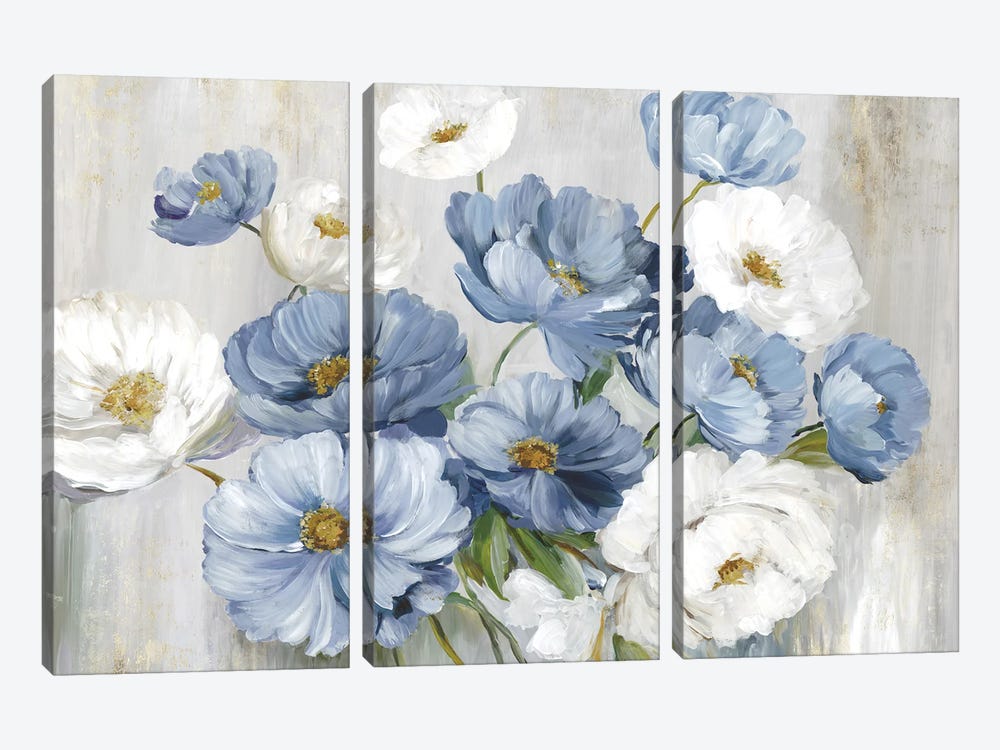 Blue Winter Florals by Asia Jensen 3-piece Canvas Wall Art
