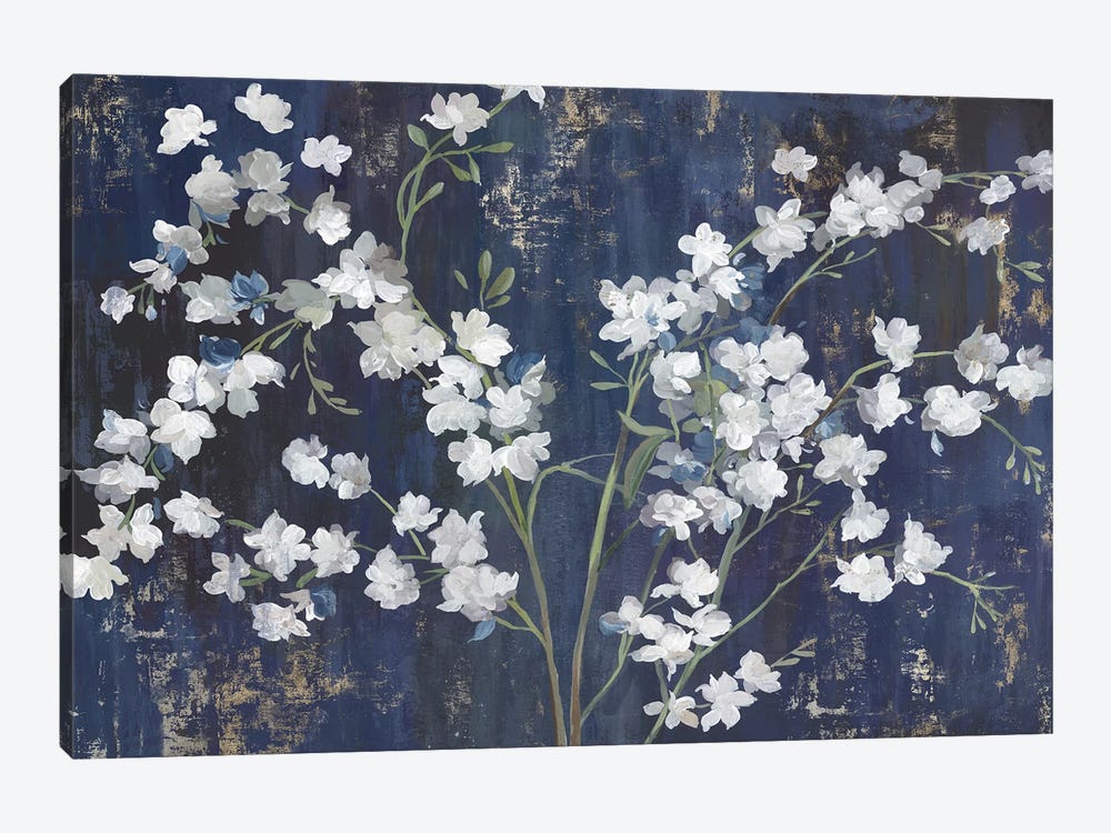 Navy Blossoms by Asia Jensen 1-piece Canvas Artwork