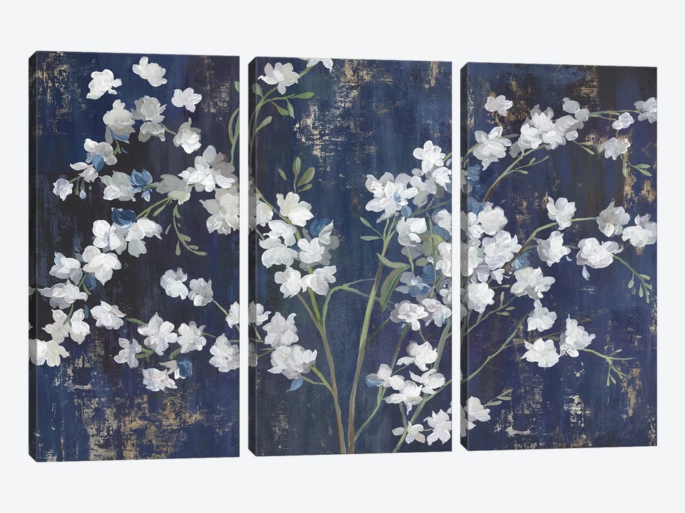 Navy Blossoms by Asia Jensen 3-piece Canvas Art