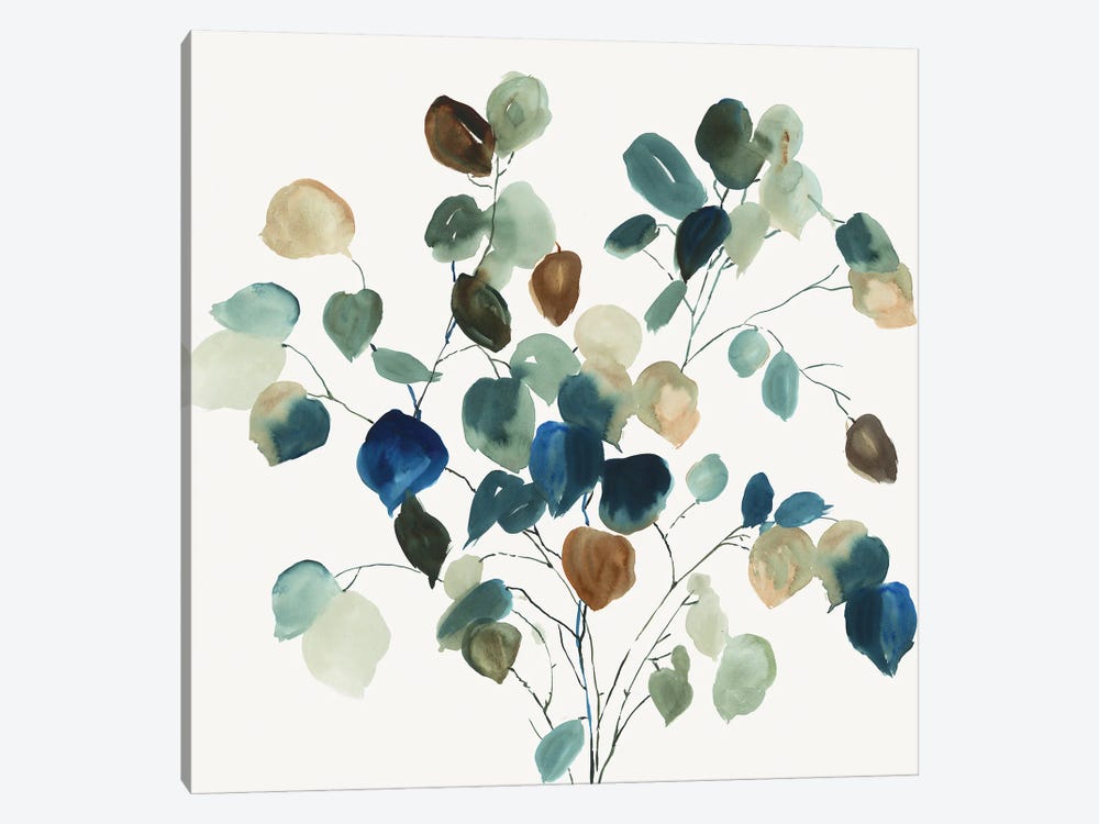 Blue Leaves Branch by Asia Jensen 1-piece Canvas Art Print
