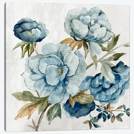Serenade of the Blue Peony Canvas Print #ASJ652} by Asia Jensen Canvas Art Print