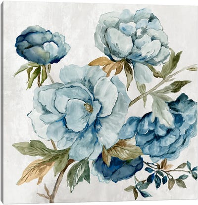 Serenade of the Blue Peony Canvas Art Print - Asia Jensen