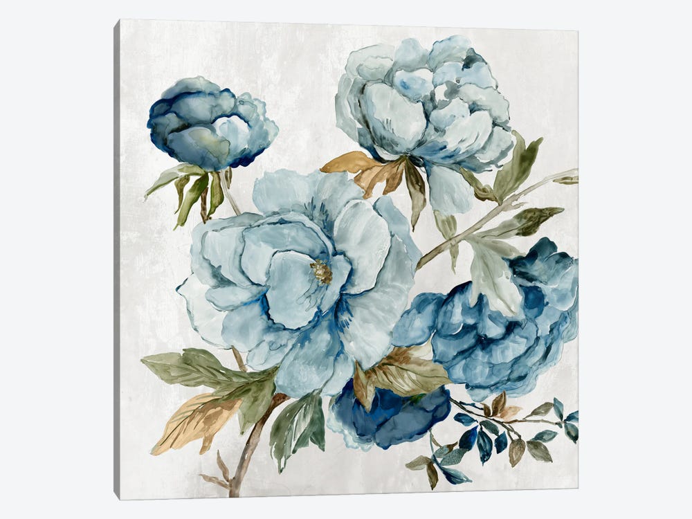 Serenade of the Blue Peony by Asia Jensen 1-piece Canvas Artwork