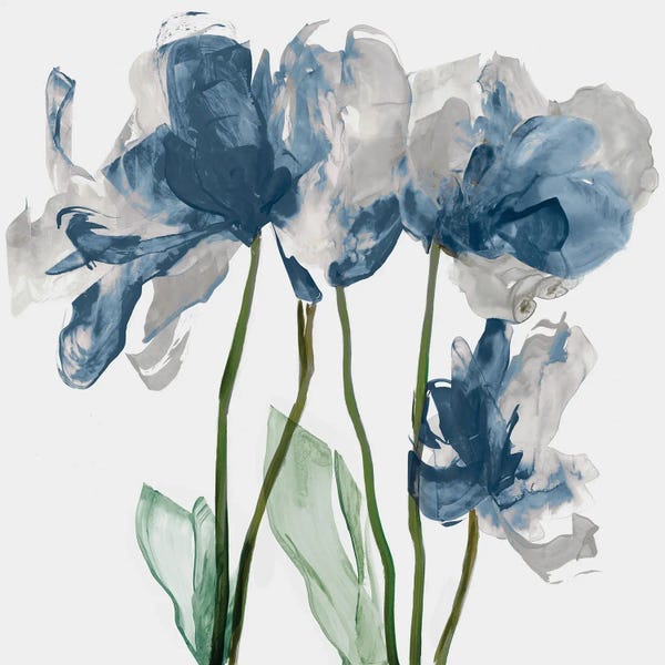 Dining Room Wall Art: Blue Floral Radiance I by Asia Jensen