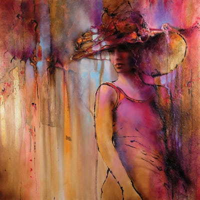 Laura With A Hat by Annette Schmucker framed canvas print