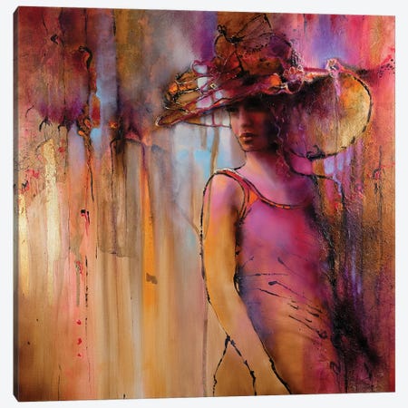 Laura With A Hat Canvas Print #ASK124} by Annette Schmucker Art Print