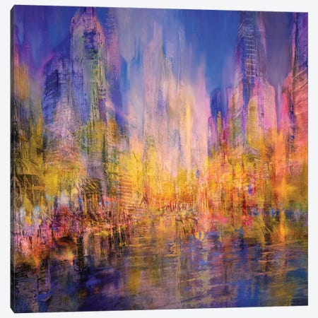 City On The River -Golden Light Canvas Print #ASK144} by Annette Schmucker Art Print