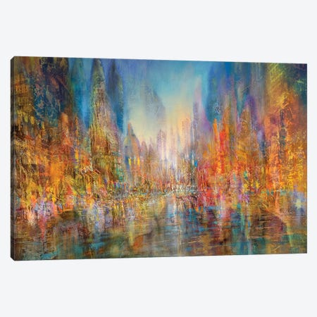 City On The River - Pulsating Life Canvas Print #ASK147} by Annette Schmucker Canvas Print